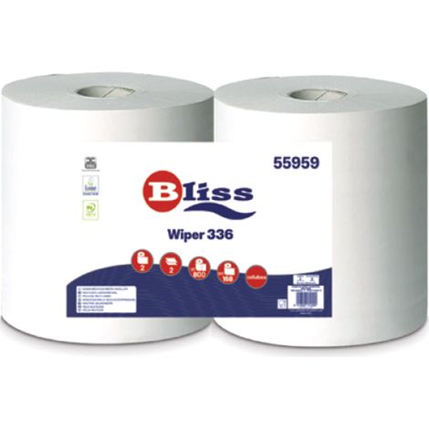 Paquete de 2 rollos de papel de celulosa bliss wiper 336, 2 capas 800 - 55959