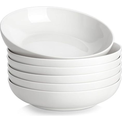 Assiettes à Pâtes en Porcelaine Assiettes Creuses Service de Bols à Salade Blanc (1/5)