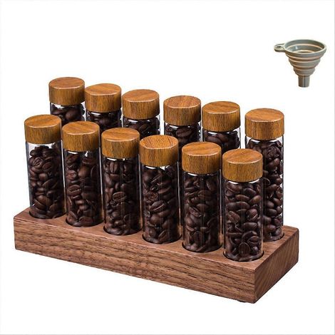 Café beans récipient de rangement tube affichage support thé bouteille verre simple espresso coffeware ensemble outil (1/5)