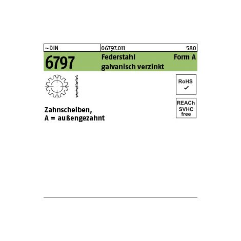 Reyher DIN 6797 Federstahl A 4,3 galv. verzinkt gal Zn (500) (1/2)