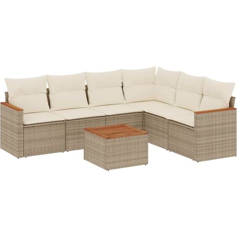 Maison Exclusive - Set sofás de jardín 7 piezas y cojines ratán s (1/3)