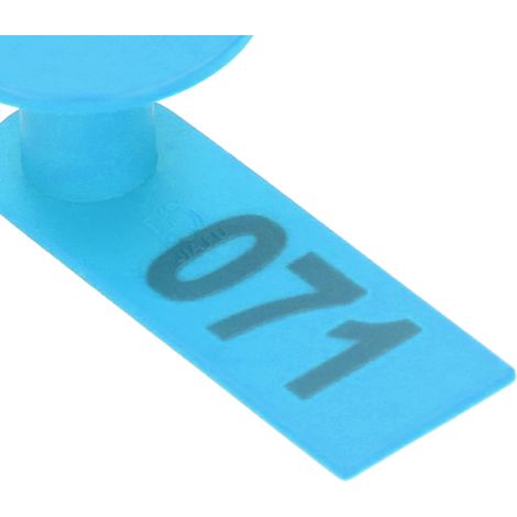Etiquetas numeradas para orejas de ovejas y cabras – TPU y cobre – 100 unidades – Azul (1/5)