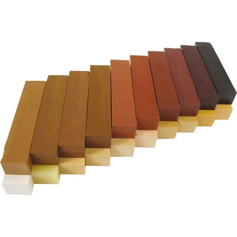 Itar – Cires dures teintées pour réparation bois – Lot de 20 bâtons 8cm – Résistantes à la lumière et à 110° – Bonne adhérence et élasticité