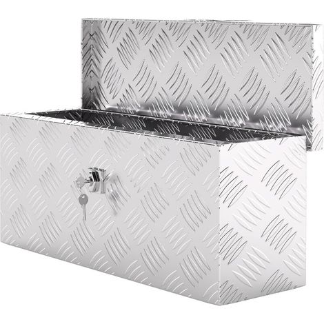 Coffre de rangement en aluminium avec serrure et clés 50 x 15,5 x 20,5 cm (1/5)