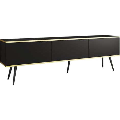 Commode : 3 Portes, Noir, 123,4 × 103,5 × 39,5 Cm (1/5)