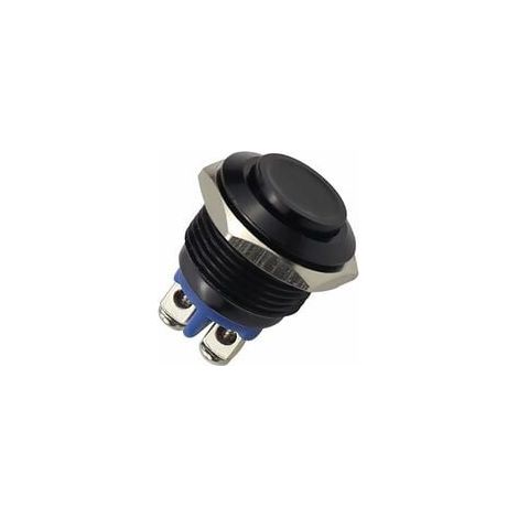 Push Button Switch, Round Momentary Push Button Switch, Push Button Switch, Suitable for Speakers, Power Supplies, Black, 16mm (1/5)