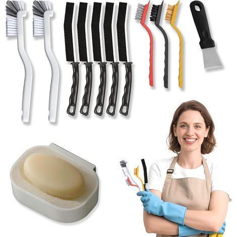 Set: Kit de Brosses de Nettoyage d'Angles + Porte-Savon sans Perçage (1/5)