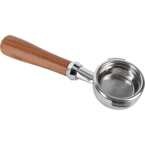 Bodenloser, herausnehmbarer und waschbarer Kaffeefilterhalter aus Edelstahl mit ergonomischem Holzgriff. Typ C (1/5)