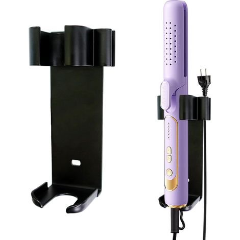 SHINING HOUSE Stück wandmontierter Lockenstab-Halter, Haarglätter-Halter, ohne Bohren, Friseur-Werkzeug-Aufbewahrung, Organizer für Friseursalon, Badezimmer, Schlafzimmer, Hotel (schwarz) (1/4)