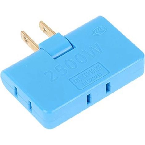 180° drehbarer Netzadapter  Steckernetzteil  Kunststoff  Abmessungen: 6,5 x 4,3 x 1,3 cm  3 Farben (Weiß, Blau, Rosa)  2500 W Leistung  Für Zuhause, Büro, Hotel