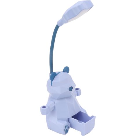 Lampe de bureau LED portable USB avec 2 modes d'éclairage, protection des yeux et rangement pour stylos, idéale pour étudier et lire (motif ours bleu). (1/5)