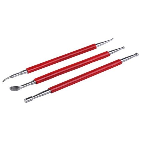 Lot d'outils de sculpture d'argile, métal à double extrémité à boule, Outils de Dotting Pinceaux de Peinture, 3 différents outils à indentation pour argile de loisirs créatifs en -16.5cm (1/5)