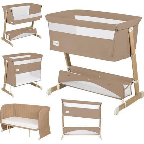 5 en 1 Lit Bébé sur Pied, Convertible jusqu'à 9 kg, pour Un Enfant Plus Âgé jusqu'à 30 kg, Parc Enfant Jusqu'à 15 kg, Canapé-Lit jusqu'à 100 kg Réglable en Hauteur, 2 Roues (1/5)