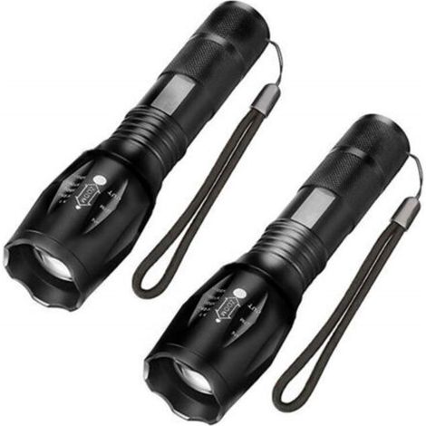 Lampe torche LED ultra-lumineuse, 1000 lumens, zoomable, 5 modes d'éclairage, résistante aux chocs, antidérapante, idéale pour le camping, la randonnée et les situations d'urgence, lot de 2 (1/5)