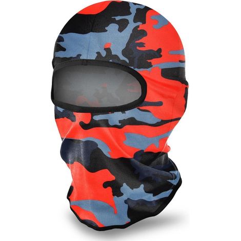 Masque intégral camouflage rouge et bleu, protection UV, coupe-vent, unisexe (1/5)