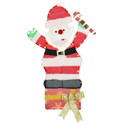 Decoración navideña LED Papá Noel 93 cm 97 LED blanco cálido estructura de acero multicolor (1/4)