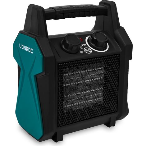 VONROC Termoventilador eléctrico - 1000W/2000W - cerámica - 2 posiciones y ventilador - termostato - 20m2 (1/5)