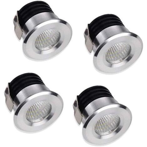 PA Lot de 4 mini spots LED encastrables, 3 W, blanc chaud, pour vitrine, station d'int&eacuterieur, &eacuteclairage de plaque de pl&acirctre, avec transformateur (1/5)