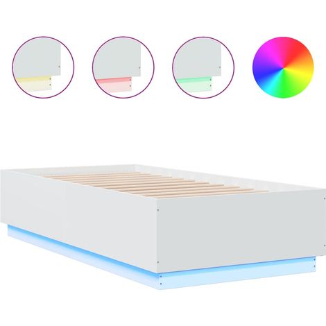 Maison Exclusive - Cadre de lit avec LED sans matelas blanc 90x190 cm (1/5)
