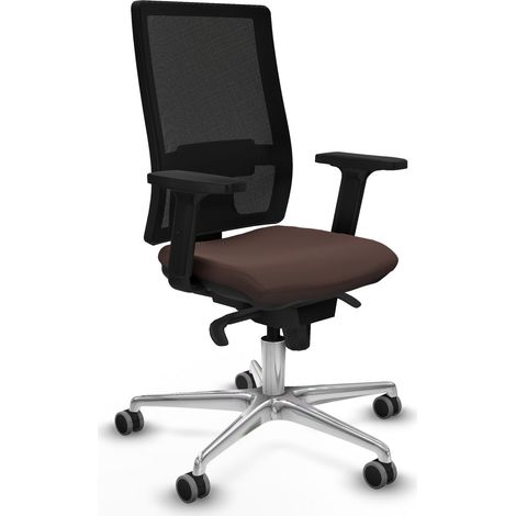 Horna sincro malla negra similpiel marrón oscuro brazos 2D base aluminio ruedas 65mm engomadas (1/5)