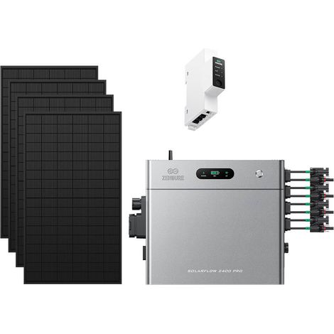 Zendure SolarFlow 2400 Pro - Batterie Solaire 2400W AC, PV 4800W, 2.4-16.8kWh, Plug & Play, IP65, avec Compteur intelligent 3CT-S, avec 450Wx4 Panneau Bifacial