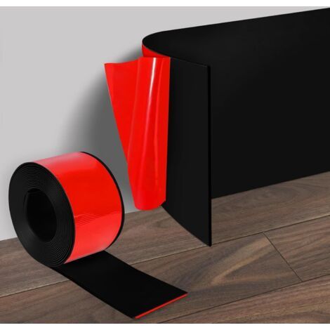 QORVA-Plinthe souple autocollante noire, 10 cm x 5 m, PVC, facile à découper, surface plane, convient pour le salon, la salle de bain et la cuisine.