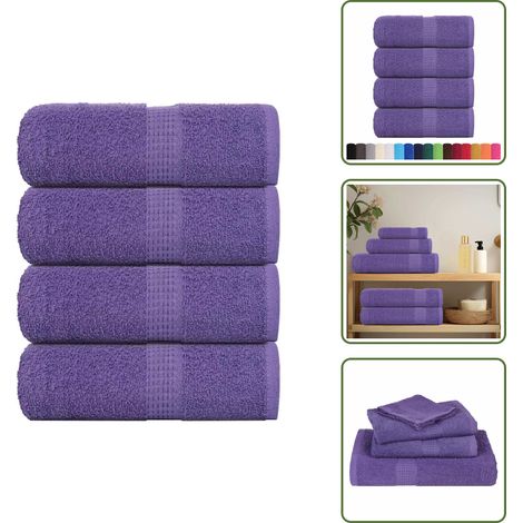 vidaXL Serviettes d'invité 4 pcs violet 30x50 cm 360 g/m² 100% coton (1/5)
