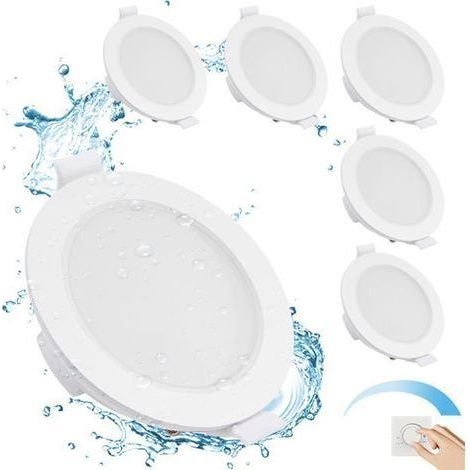 LED-Einbaustrahler Badezimmer IP65, 6 x 5 W dimmbarer LED-Strahler 4000 K Neutralweiß 400 LM, extra flacher Einbaustrahler 35 mm (1/5)