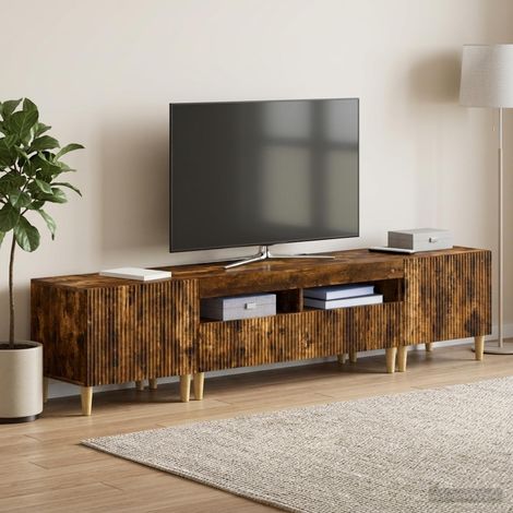 vidaXL 3 Piece LED TV Cabinet ARNHEM 3 pcs Smoked Oak Engineered Wood (1/5)