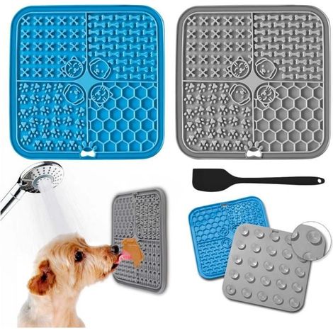 Tapis de Léchage Chien, 2 Tapis de Leche Chat,Tapis à Tapis Lechage Chien avec Spatule en Silicone, Ventouse sans BPA,L'alimentation (1/5)