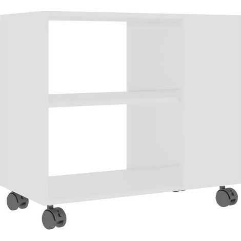 Table d'appoint sur roulettes bois blanc Salem (1/5)