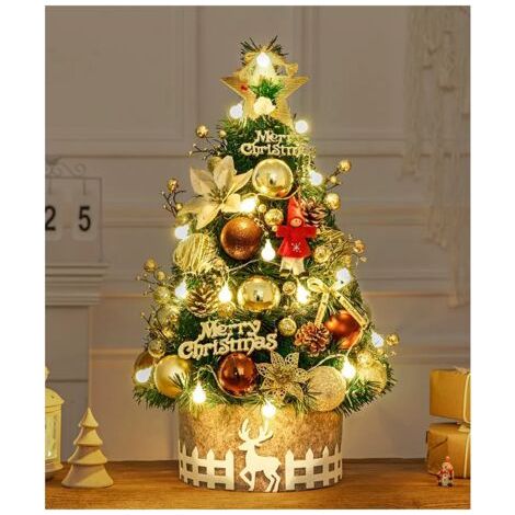 45 cm großer, goldbrauner, verpackter Weihnachtsbaum (inkl. Lichterkette und Baumumriss) DIY-Set für die Dekoration von Zuhause oder Büro (Baum enthalten)