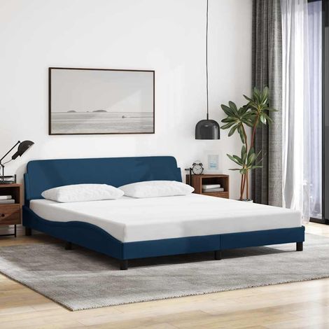 Bettgestell mit Kopfteil "Dover" Blau 180x200 cm Stoff