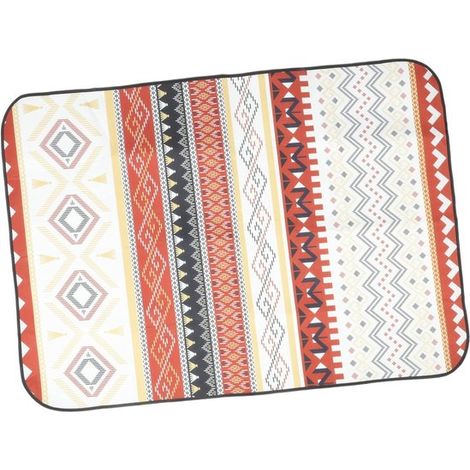 Manta de picnic de 200x150cm con estampado étnico, repelente al agua y portátil, color beige/rojo. (1/5)