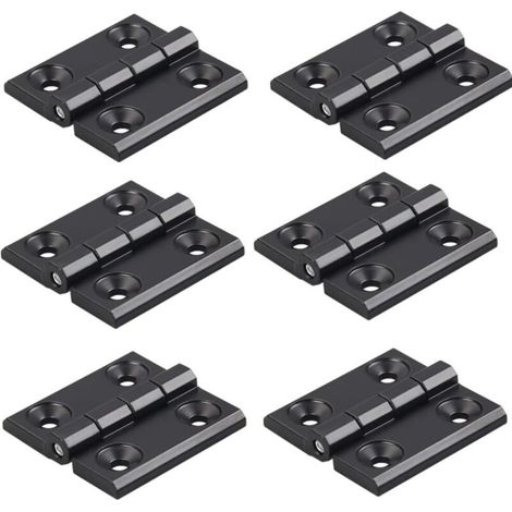 Bardusch Lot de 6 charnières noires en alliage de zinc - 40 x 40 mm - Charnières profilées en aluminium - Kit d'installation pour profilé d'extrusion en aluminium 2020 - 6 mm (1/5)