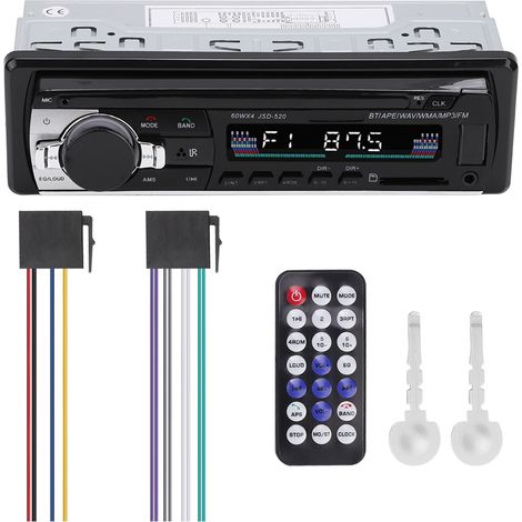 1 Autoradio MP3, Bluetooth, Kit mains libres, USB, AUX, FM, Affichage heure, Véhicule (1/5)