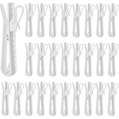 Lot de 100 crochets de rideaux à plis pincés réglables de 9 cm, épingles à rideaux en plastique pour rideaux plissés, idéales pour les fenêtres et les portes. (1/5)