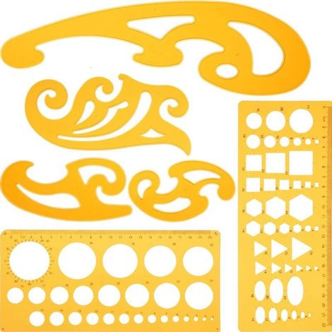 6 Pièces Courbe Française et Règle de Modèle Set Modèle de Dessin Gabarits de Cercle pour Studio Artistique ou Dessin et Dessin Personnel