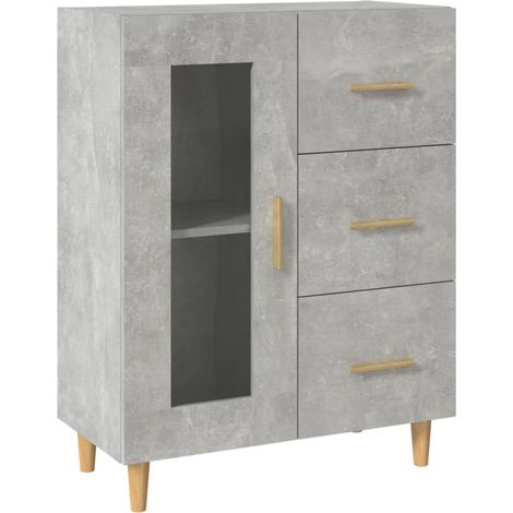 Buffet Commode Armoire Luxueux, pour Salon Chambre Entrée Cuisine, Gris béton 69,5x34x90 cm Bois d'ingénierie OIB9560E (1/5)
