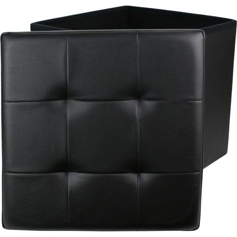 Coffre pouf pliable noir 37,5x37,5x37,5 cm (1/2)
