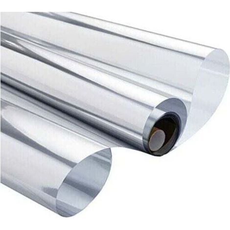 Entspiegelte Fensterfolie, Einweg-Spiegelfolie, hitzebeständig, UV-beständig, elektrostatisch, Sichtschutz, Spiegelfolie für Büro-, Wohn- und Ladenfenster, 90 × 300 cm, Silber (1/5)