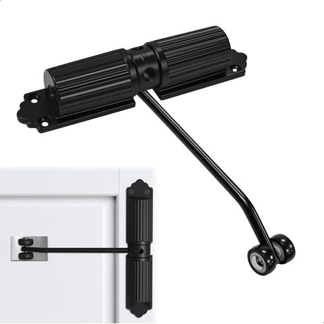 Ferme Porte Automatique Hydraulique, Porte Réglable avec Double Ressort pour Porte 20-60kg, Ferme porte Silencieux pour Intérieure Extérieure, Noir (1/5)