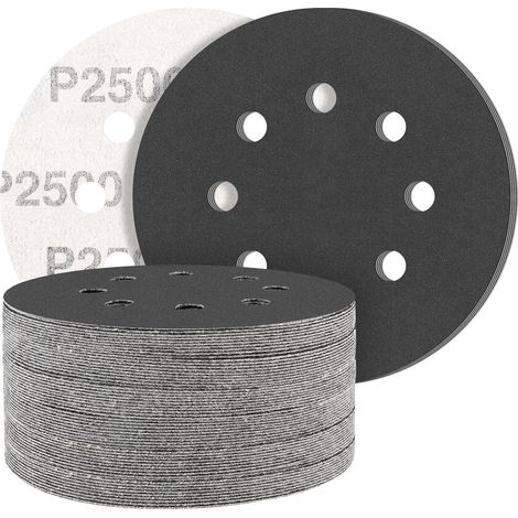 Schleifscheibe 125mm Siliciumcarbid Klett 8 Loch 50 Stück 2500 Körnung (1/5)