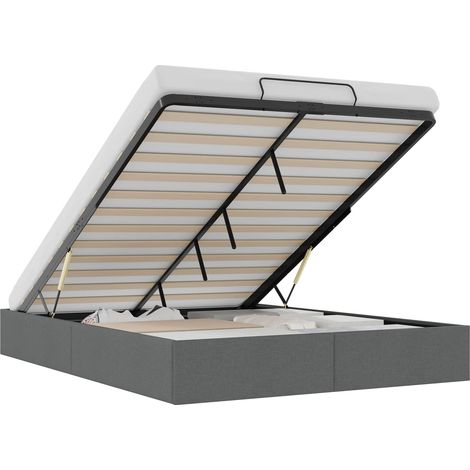 Ottoman Bed Frame Dark Grey Queen Size Fabric vidaXL (1/5)
