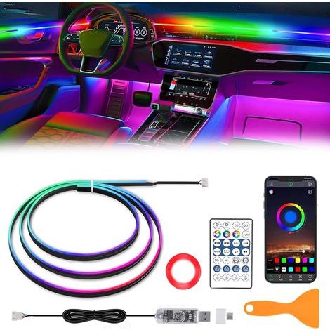 Éclairage intérieur voiture LED multicolore – Bande lumineuse contrôlable USB – Modes dynamiques et musique – Tension DC 5V pour SUV et camions (1/5)