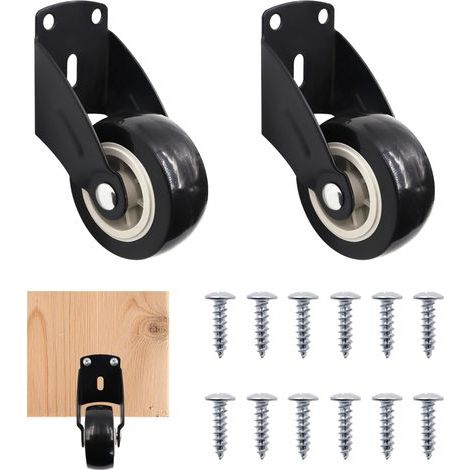 Roulettes de 2 pouces pour portails, roulettes anti-affaissement pour portes moustiquaires avec vis, roulettes de soutien inférieur pour portes en bois (Noir) (1/5)
