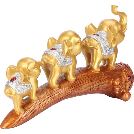 Statue d'éléphant sculptée, ornement innovant en résine synthétique, décoration de bureau dorée (1/5)