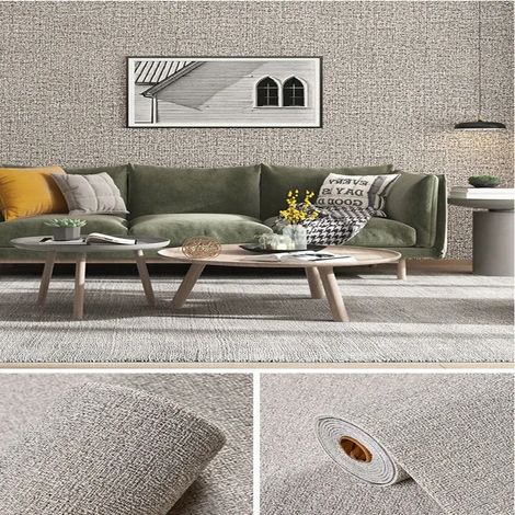 (Gris blanc, 280 cm x 50 cm) Papier peint/autocollant mural 3D en mousse PVC autocollant, couleur unie, épais et imperméable, pour la décoration intérieure. (1/5)