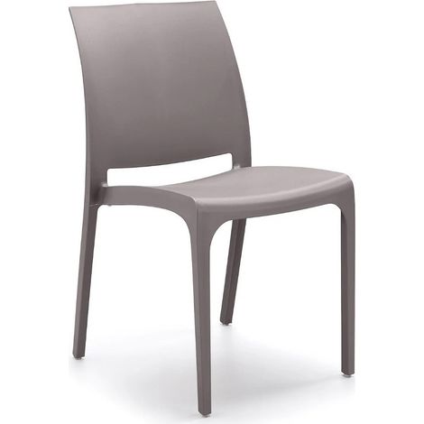 Sedia da Giardino Impilabile BICA Alta in Plastica con Braccioli Grigio Beige 110 kg