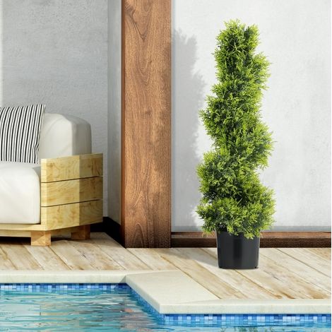 Planta artificial de ciprés en espiral 90 cm de plástico, verde DESVIAE (1/5)